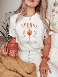 Aperol Print Pattern Women's Summer Fun Social Club Basic Cartoon T-Shirt Fashion Clothing Short Sleeved Casual Style