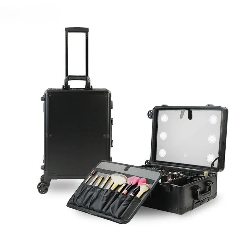 Cosmetic case professional makeup artist 24-inch with lamp mirror pull rod box makeup artist special suitcase 18-inch