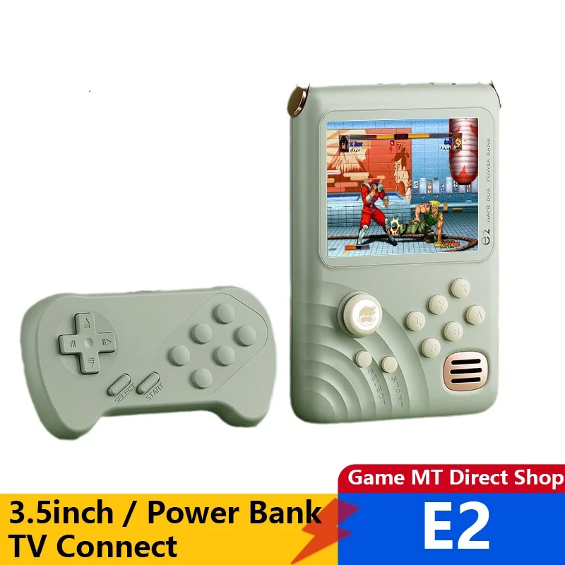 New E2 Retro Game Console Power Bank 3.5-inch IPS Screen 6000 mAh 10000 Game Machine Support 10 Simulators