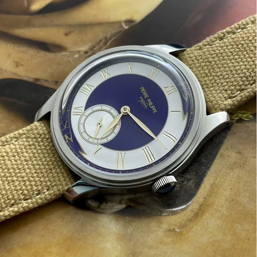 المينا النقش خمر موضة ST17 الميكانيكية اليد الرياح ساعة للرجال الأرجواني ساعة معصم مقاوم للماء Reloj Hombre Merkur #4