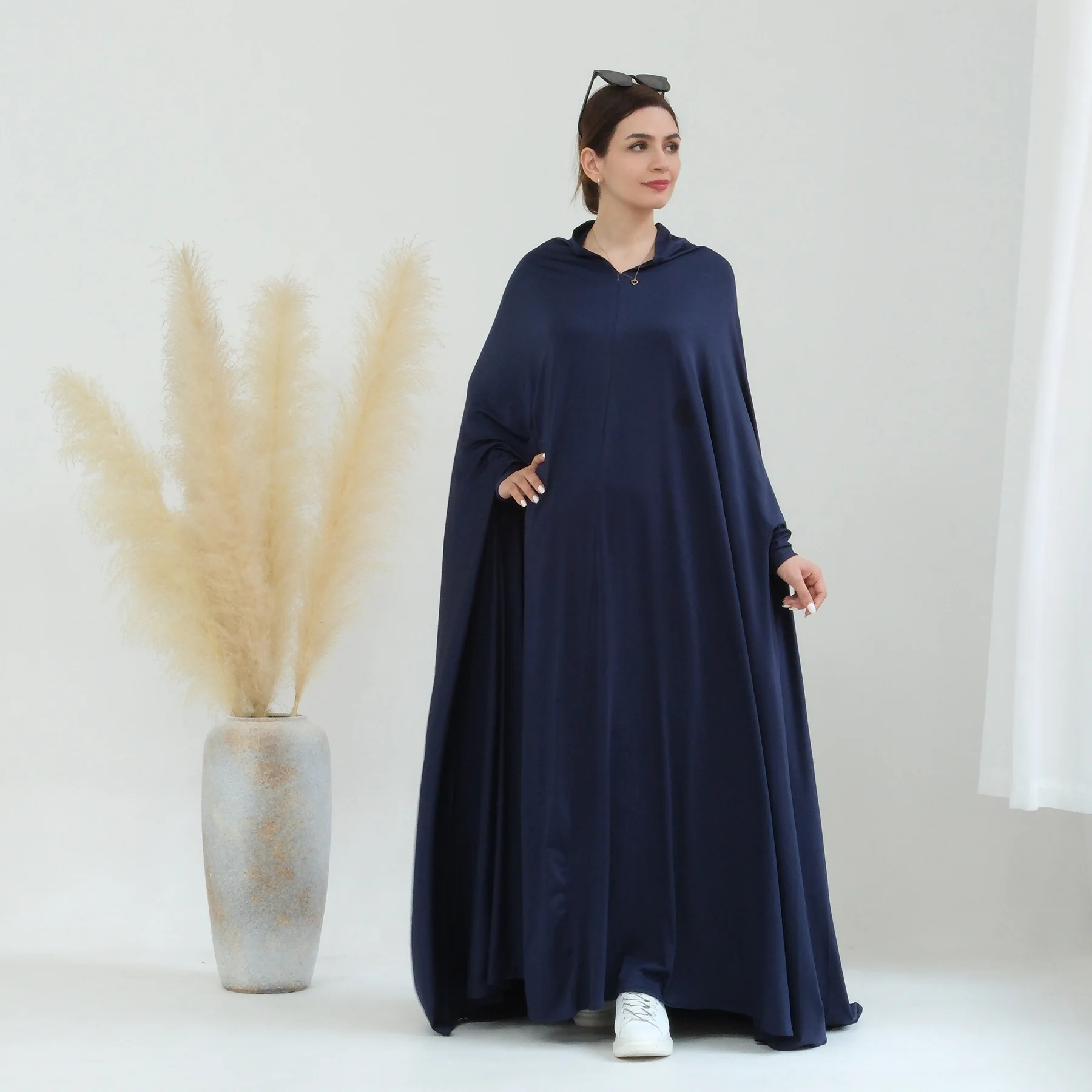 Eid Djellaba Ramadan Hooded Abaya Prayer Garment Women Muslim Overhead Modest Dress Arabic Robe Islam Clothing Kaftan Jalabiya