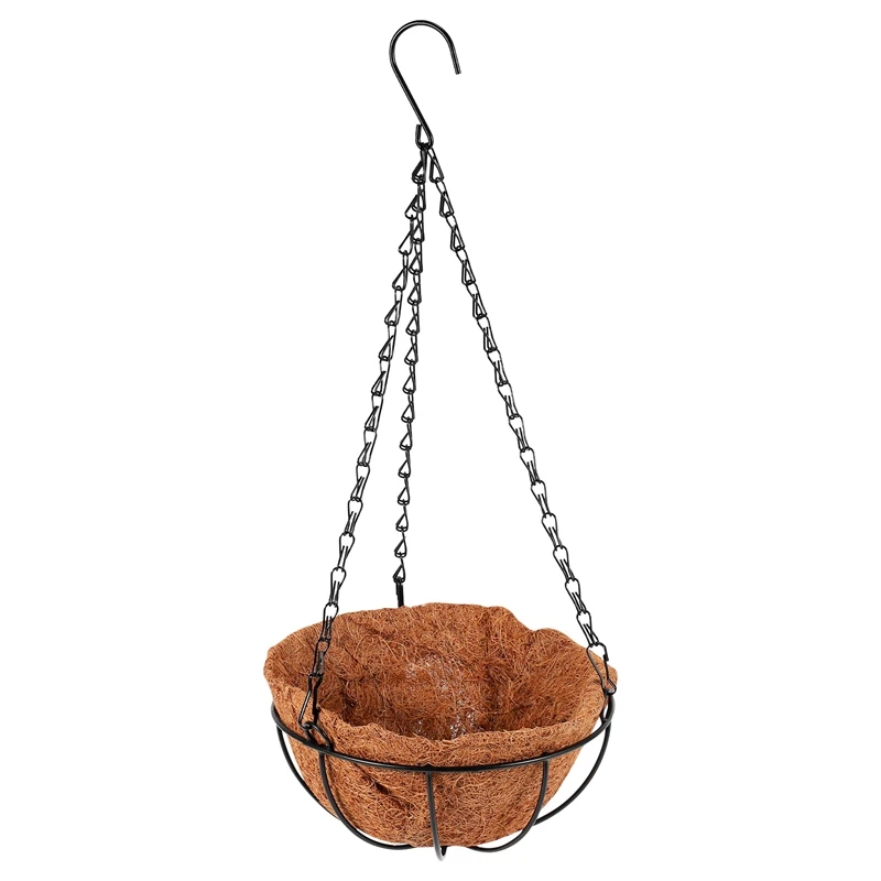 

Black Growers Hanging Basket Planter With Chain Flower Plant Pot Home Garden Balcony Decoration-8Inch