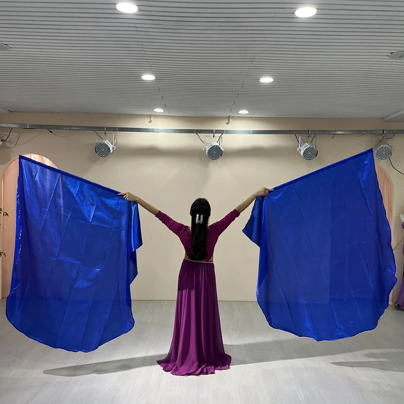 Adult Women Stage Performance Wear Belly Dance Props Royal Pink Blue Double Color Split Indian Dance Oriental Accessories Wings