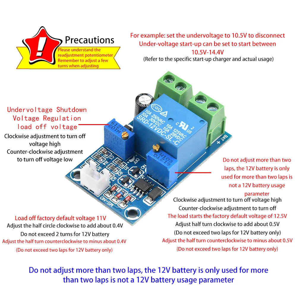 12V Battery Low Voltage Auto Cut off Automatic Switch Recovery Protection Board Undervoltage Switch Module Charging Controller