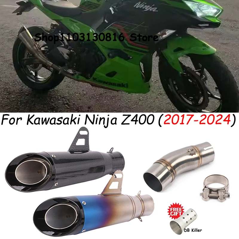 

For Kawasaki Ninja 400 Ninja400 EX400 Z400 2017 - 2023 Motorcycle Exhaust Pipe Escape Muffler Systems Middle Link Pipe DB Killer