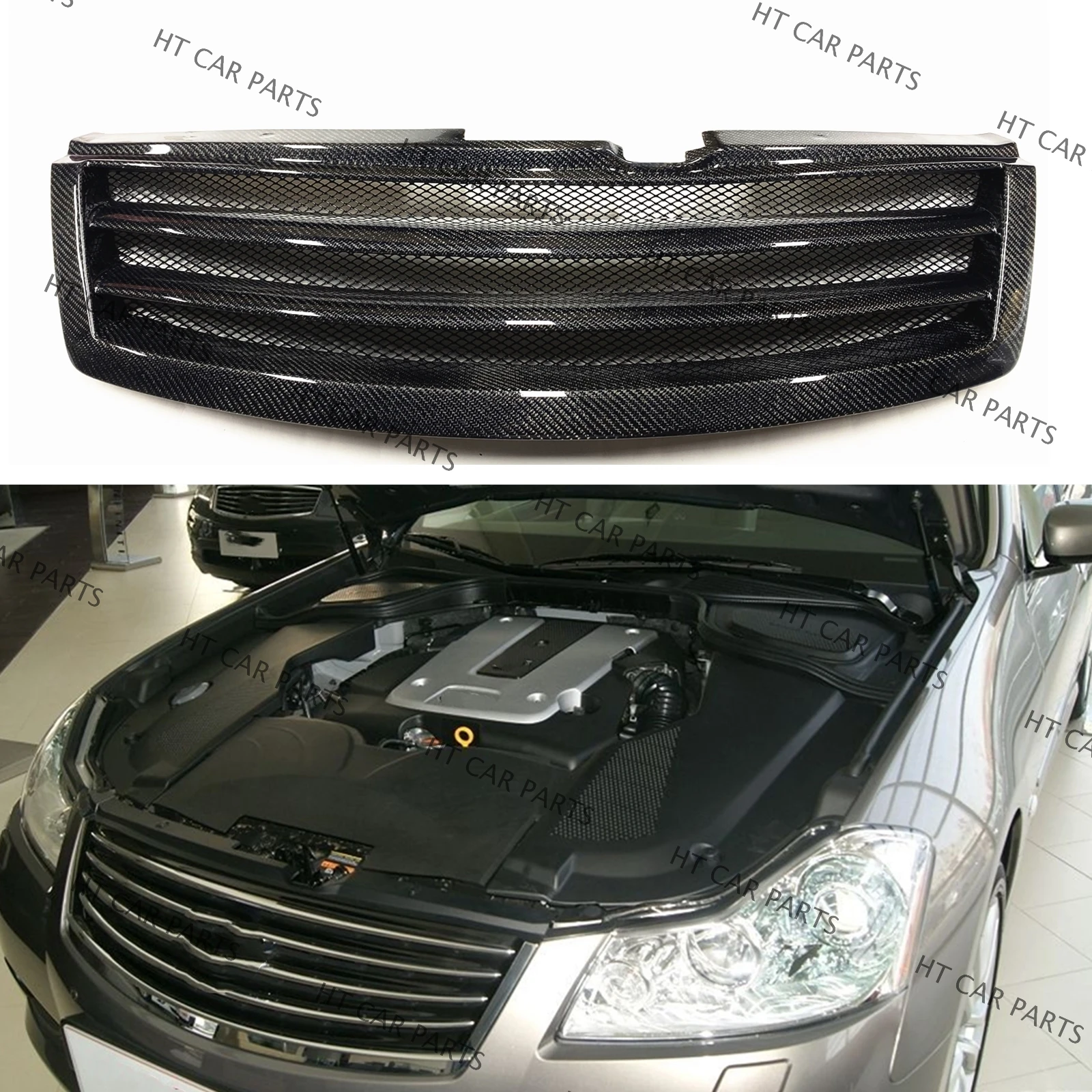 

1 Piece Black Carbon Fiber Front Bumper Grill Grille Mesh Honeycomb Style For Infiniti M35 M45 2008-2010 2008 2009 2010