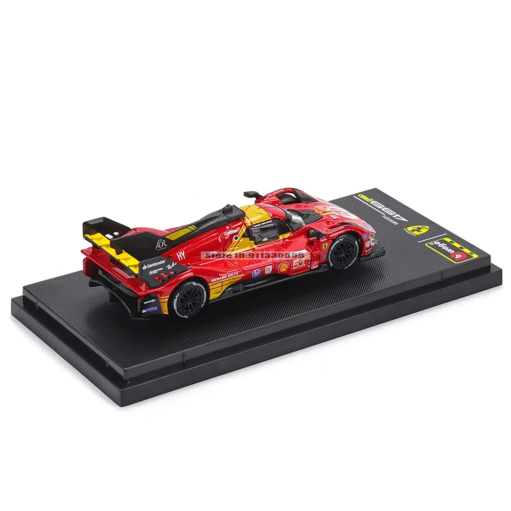 Bburago 1:64 فيراري 499P مع صندوق أكريليك وقاعدة نموذج سيارة سلسلة ألعاب هدايا عيد الميلاد للأولاد للأطفال