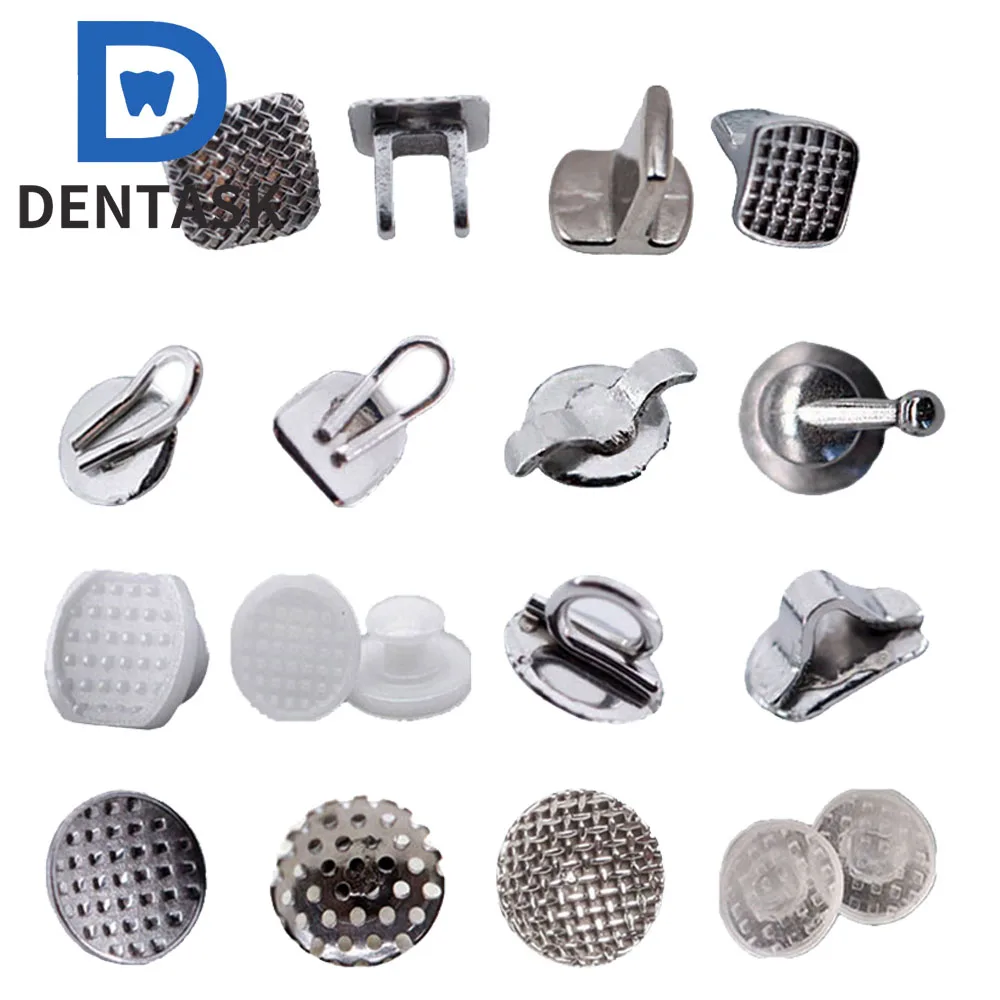 10PCS Dental Orthodontic Lingual Button Metal Composite Bondable Traction Hook Mesh Base Round Rect Dentist Material