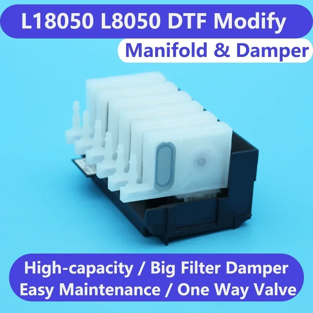 Dampers XP600 EcoTank L18050 L8050 XP600 Damper DTF Conversion Printhead Adaptor Manifold Printer Head Convert White Ink Damper