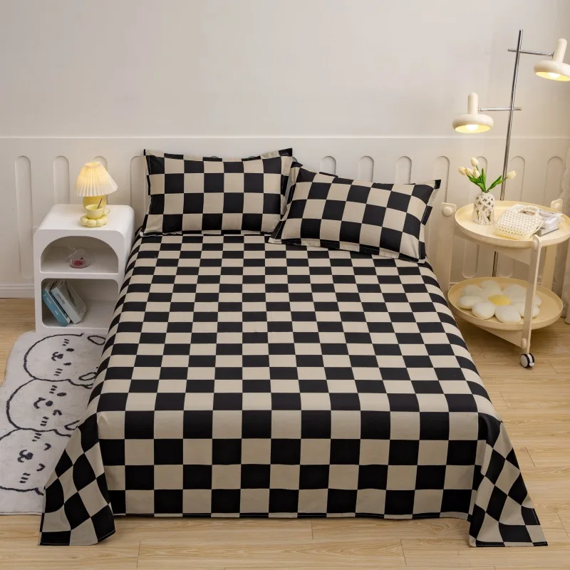 1.2/1.5/1.8/2MFlat Bed Sheet Solid Bed Cover Single Double Queen King Size Bedsheet Linens Soft Bedspread （Pillowcase Can Order）