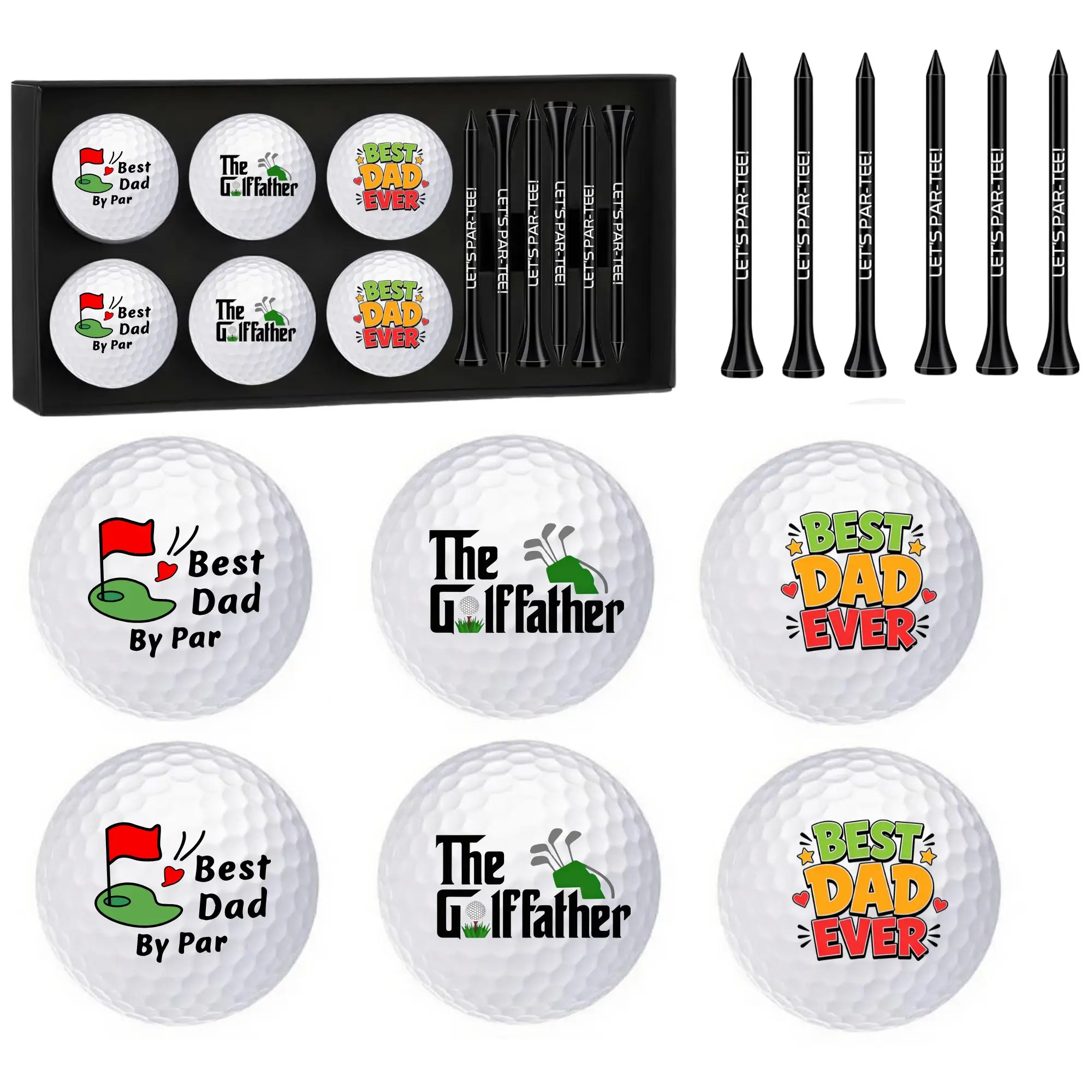 Father’s Day Golf Balls Gift Box with Tees Funny  Golf Ball Gift Set Golf Party Favors for Dad Golfers Elders Grandfather