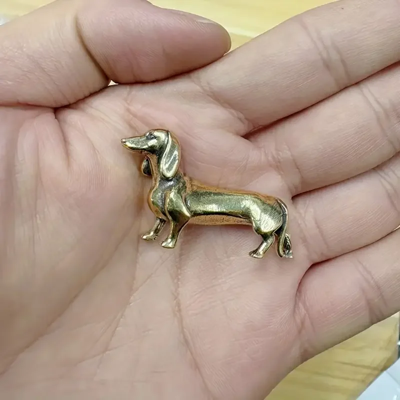 1 Stück Vintage-Mini-Golden-Retriever-Statue aus Messing – antiker Stil, handwerklich gefertigt, dekorative Schreibtischdekoration für Haustierliebhaber – Detail 4