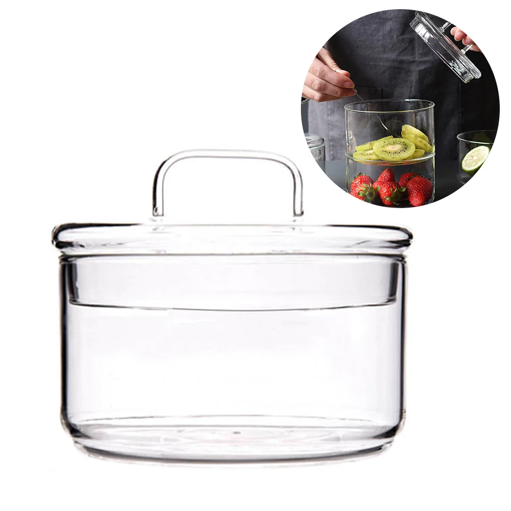 Salad Bowl Heat Resistant Glass Transparent Dessert Bowl Instant Noodle Bowl for Serving Fruit Vegetable Breakfast (without Lid)