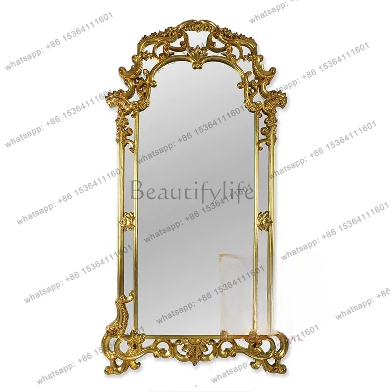 PG European retro carved full-length mirror clothing store clothing store French floor-to-ceiling dressing mirror
