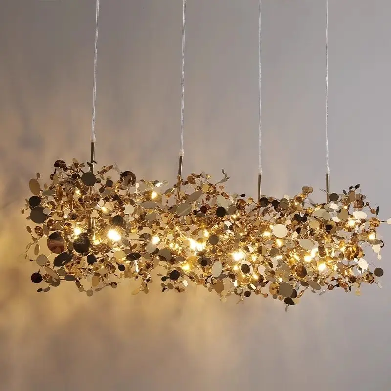 Nordic Modern Stainless Steel Creative Chandelier Leaf Light Bar counter Money Tree Dandelion Restaurant Bedroom Light