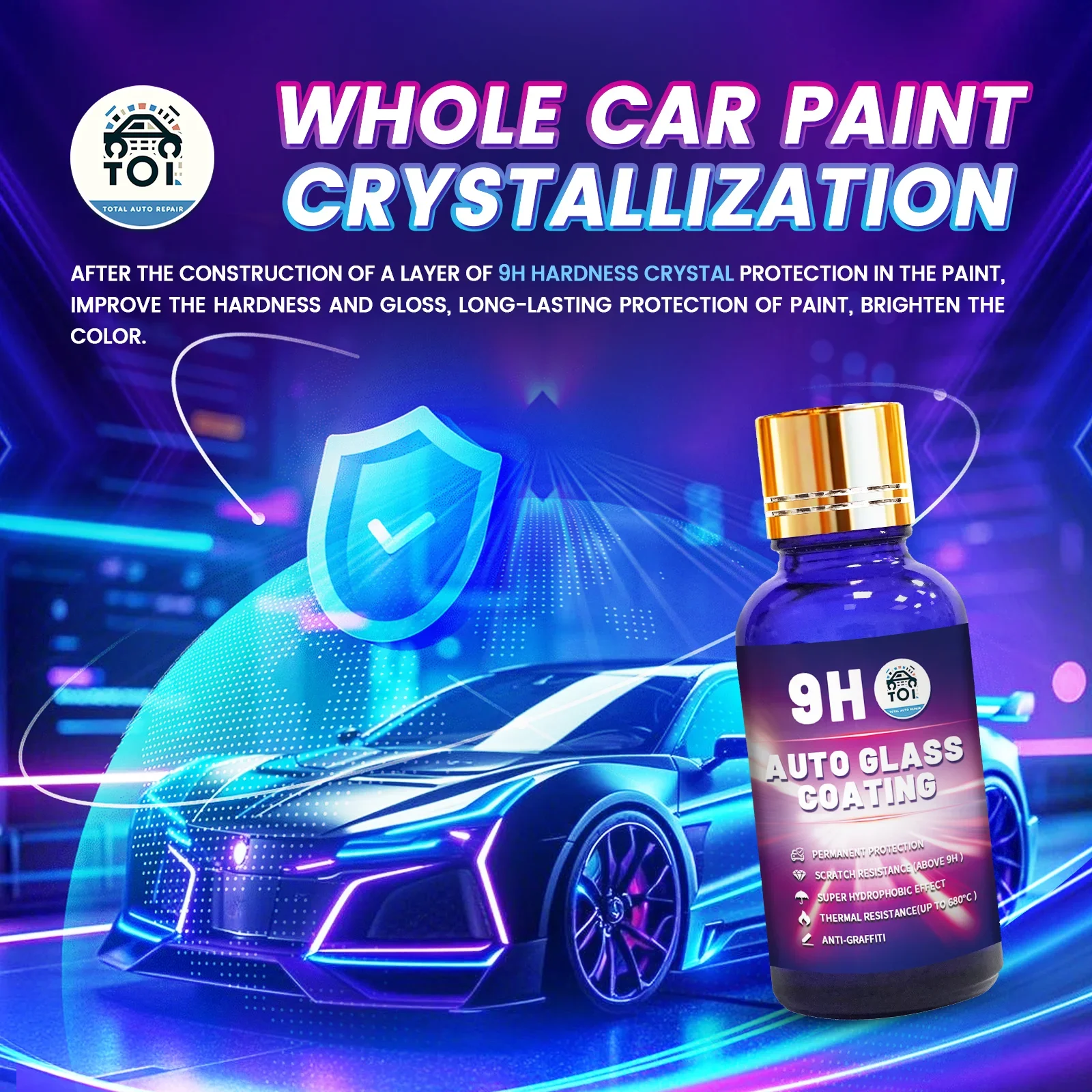 2sets 9H Liquid Glass Whole Car Paint crystallization 1.01oz | Professional Automotive Ceramic Coating | Heat Resistant