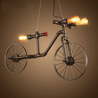 Retro Industrial Pendant Steampunk Lamp Antique Bicycle Loft Hanging Lamp Vintage Water Pipe Wrought Iron Ceiling Lights