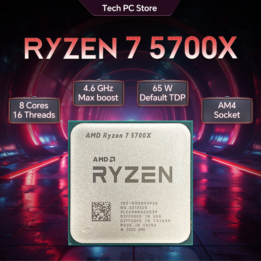 

НОВЫЙ игровой процессор AMD Ryzen 7 5700X 65 Вт 7NM L3 = 32M, 3,4 ГГц, 8 ядер, 16 потоков, R7 5700X, разъем DDR4, AM4, но без вентилятора