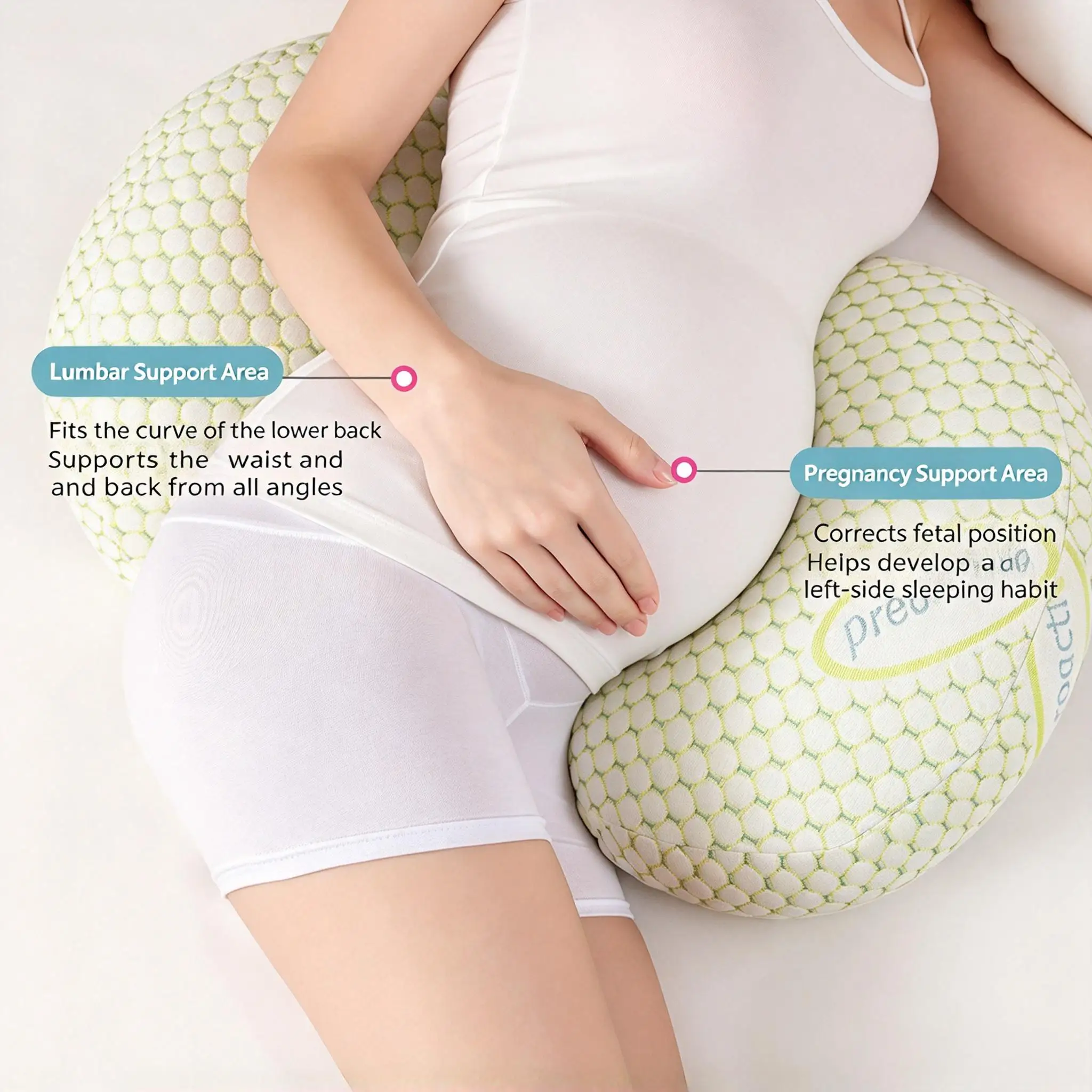 Pregnancy Pillow for Side Sleeping Adjustable Maternity Body Pillow Waist & Belly Support Machine Washable Multi Use Postpartum