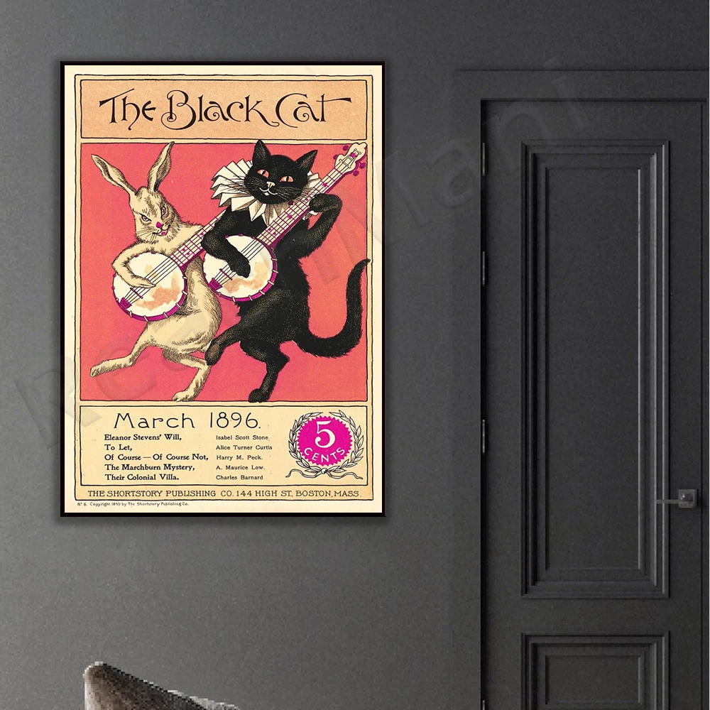 Vintage Posters - Black Cats - Short Story Posters, Cat Prints Decorative Canvas Print Home Pictures