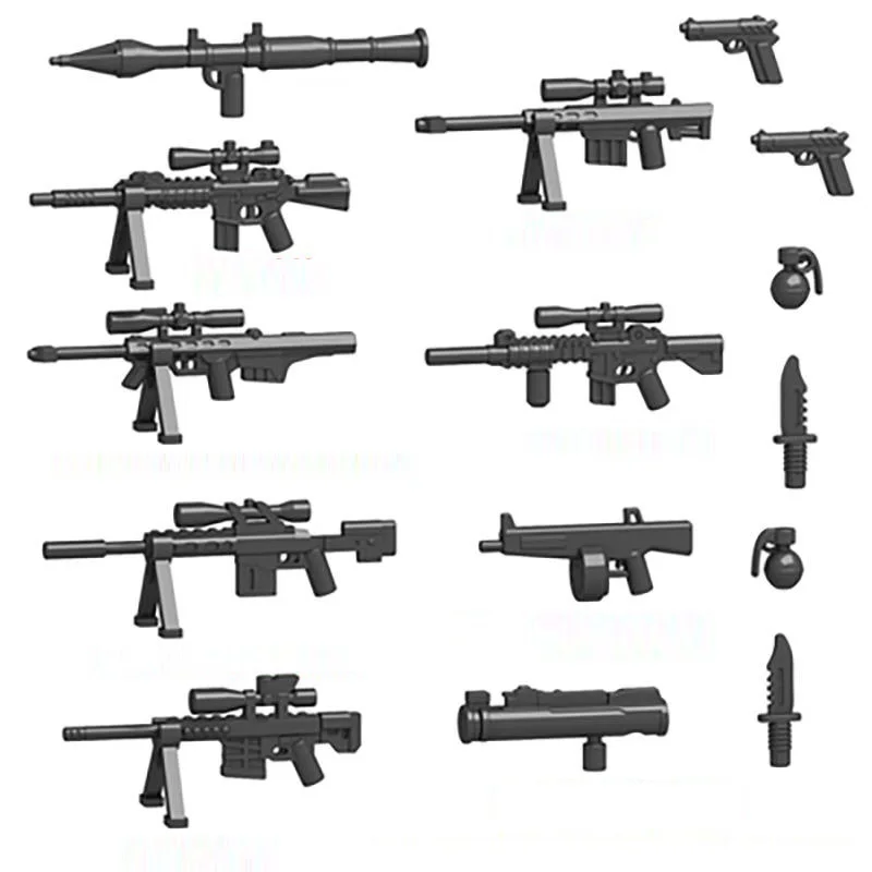 Weapons Guns Pack Military MOC Mini Action Figures Set Building Blocks Accessory Parts City SWAT Accessories DIY Bricks Boy Toys