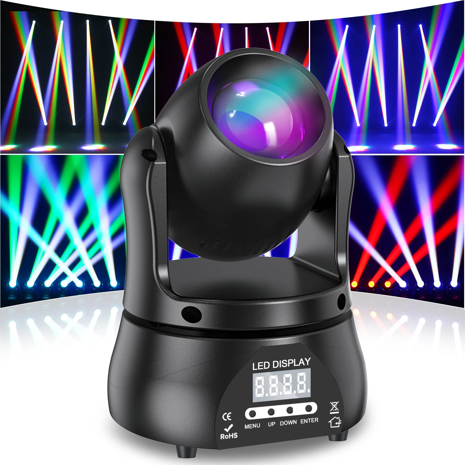 

60W Mini Led Spot Moving Head Light DMX512 Fieryzeal Rotating Gobo Mobile Lights Super Bright Disco Lamp for DJ Party