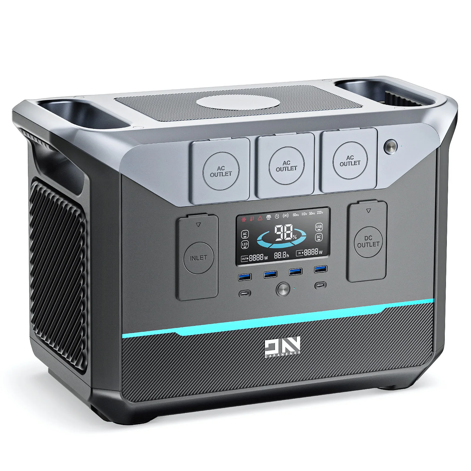 DaranEner NEO1500 PRO Portable Power Station 1800W 1382Wh Backup Lithium Battery Solar Generator with 4 USB A/2 USB C/Cigarette