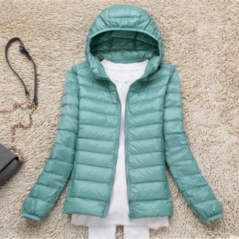 Casacos com capuz ultra leves e embaláveis para mulheres, jaqueta puffer feminina, novo, inverno, primavera, outono