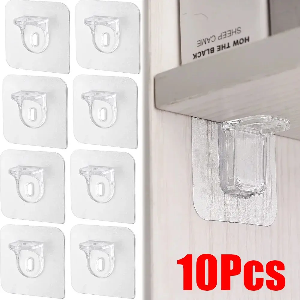 1/10Pcs Bracket Shelf Support Hooks Strong Load-Bearing Without Trace Self Adhesive Pegs Punch-Free Closet Cabinet