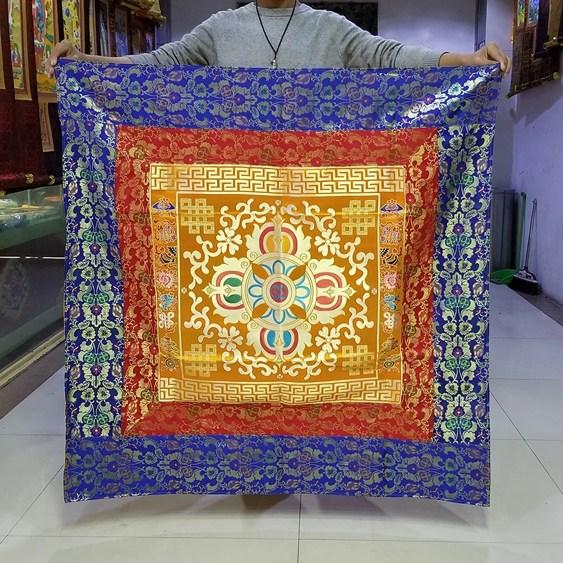 Tibetan Esoteric School Tablecloth Chanting Sutras Practicing Dharma Held Master Tablecloth Pattern Vajra Cross Vajra Religious