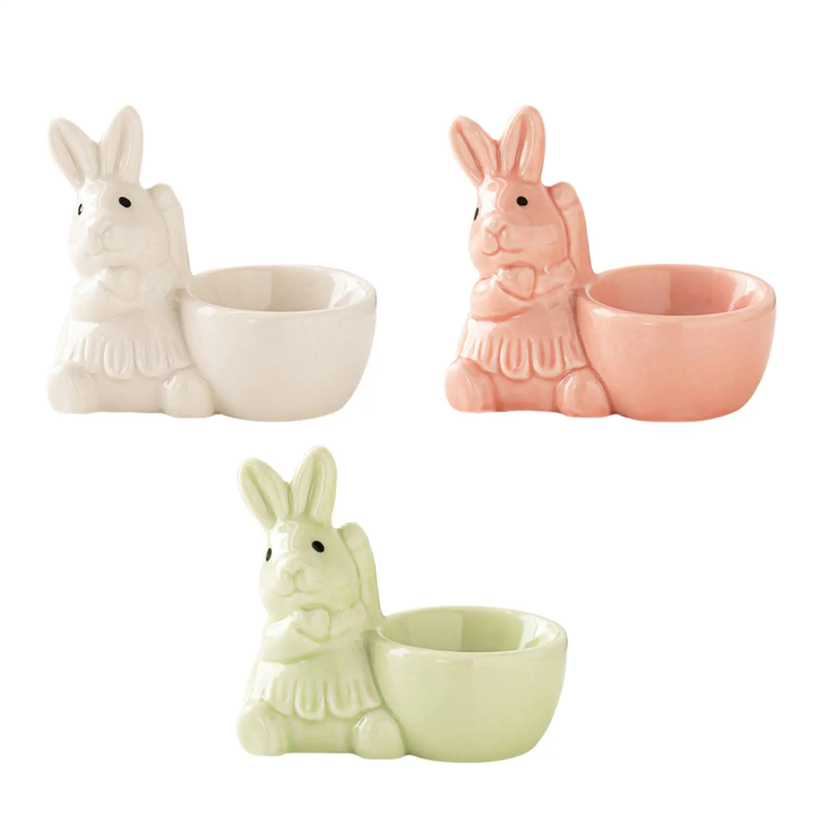 Ceramic Egg Cup Display Bunny Egg Stand for Table Centerpiece Dinner Soft Boiled