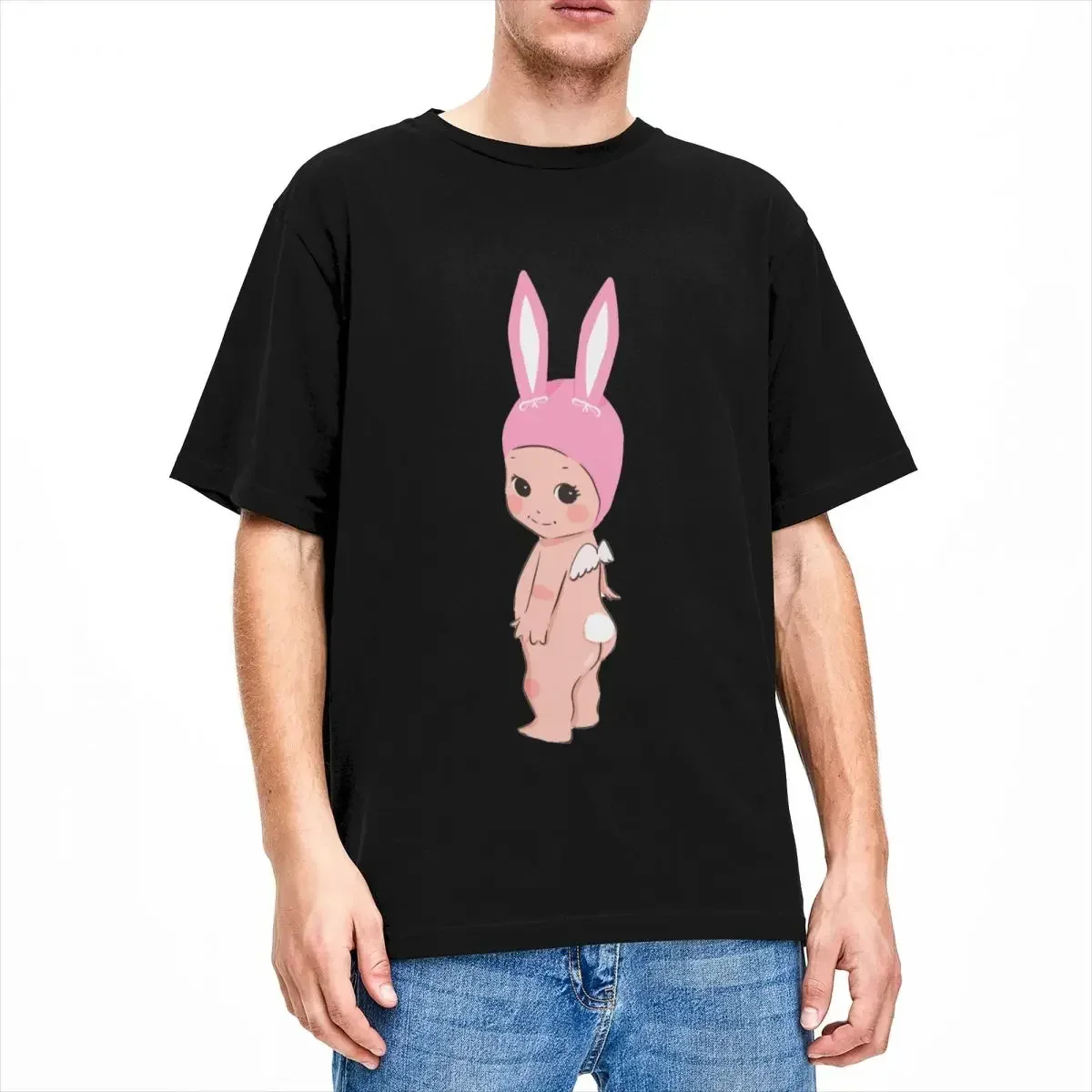 Sonny Angel T-Shirt Beach Pink Bunny Cherub Vintage T Shirts Cotton Hip Hop Tee Shirt For Men's Short Sleeve Loose Tees