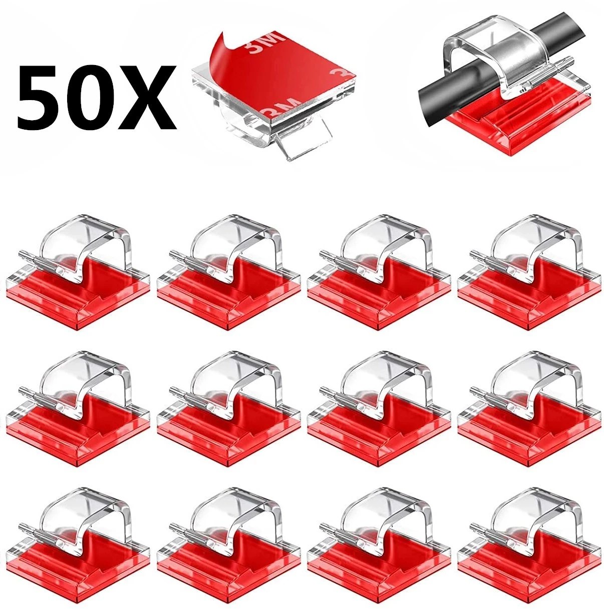 

10/20/50PCS Cable Organizer Clips Wire Winder Holder Earphone Mouse Cord Clip Protector USB Cable Management Clips Wire Manager