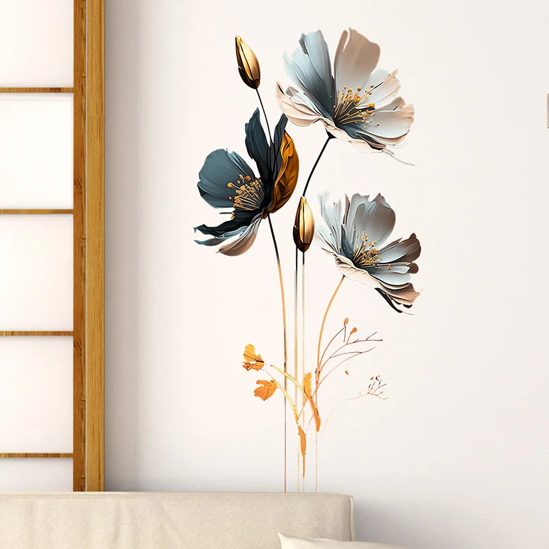 1PCS Simulation Three-Dimensional Relief Texture Flowers Children'S Bedroom Home Decoration Wall Stickers Self-Adhesive