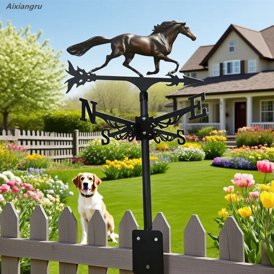 Wind Vane, A Running Horse, 3d Color Iron Art, Home And Outdoor Decorations, Garden Roof Fence Ornaments, New, European Style