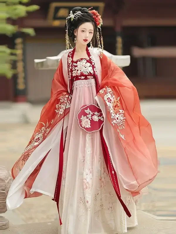 Hanfu Women's Immortal Tang Made Hezi Skirt Heavy Industry Embroidery Set Adult Ancient Clothing Chinese Style Cosplay Costume