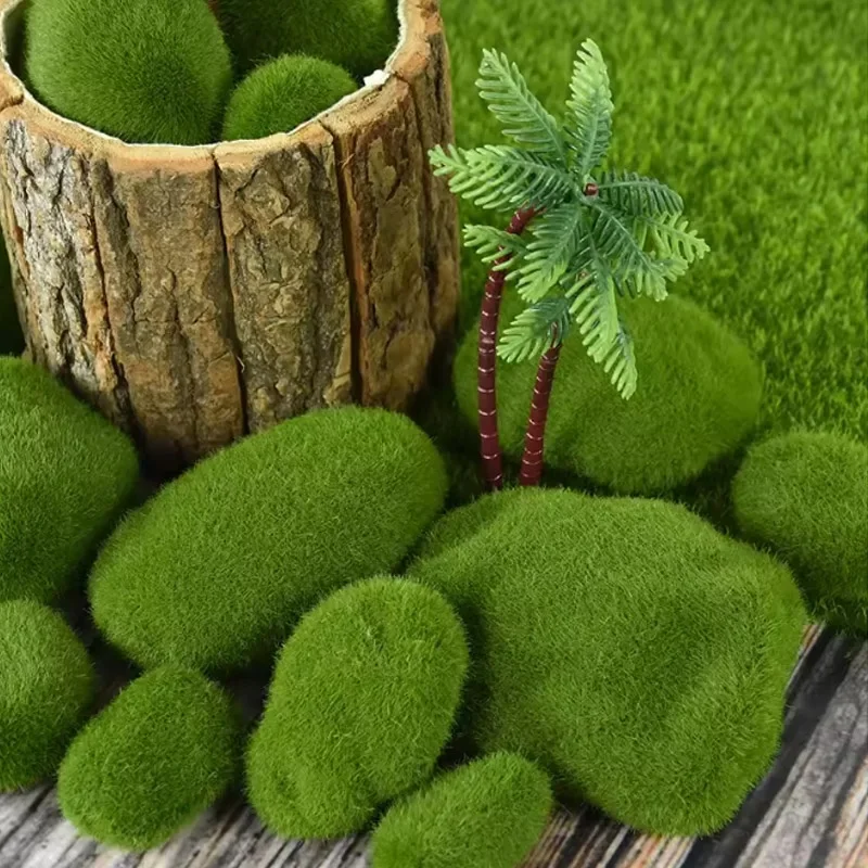 10Pcs Simulation Moss Stone Artificial Moss Rocks Ball Fake Green Plant for Home Garden Flower Pot Decoration Creative Crafts