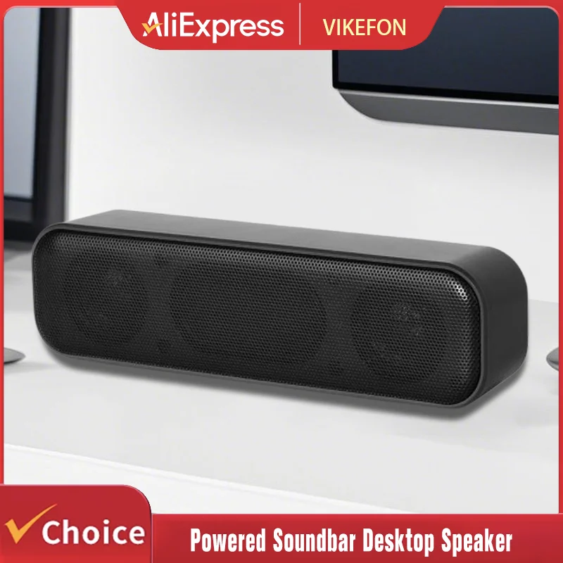 

HK-5008 USB Powered Soundbar Desktop Speaker Wired Computer Sound Box for TV Desktop Laptop with 2 Subwoofers Music Player