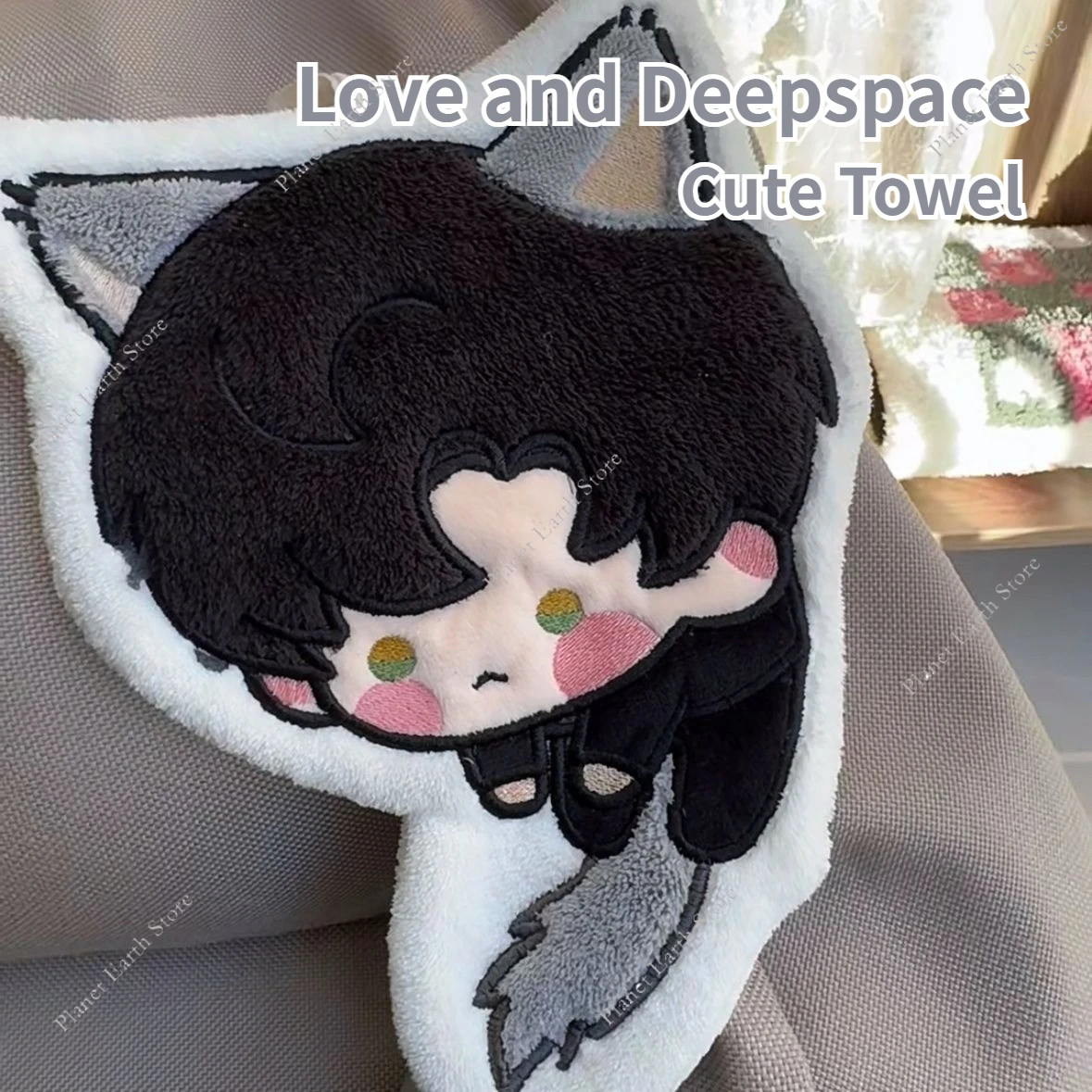 Anime Love and Deepspace Zayne Rafayel Xavier Sylus Caleb Cosplay Cartoon Cute Cat Hanging Hand Towel Ornament Towels Fans Gifts