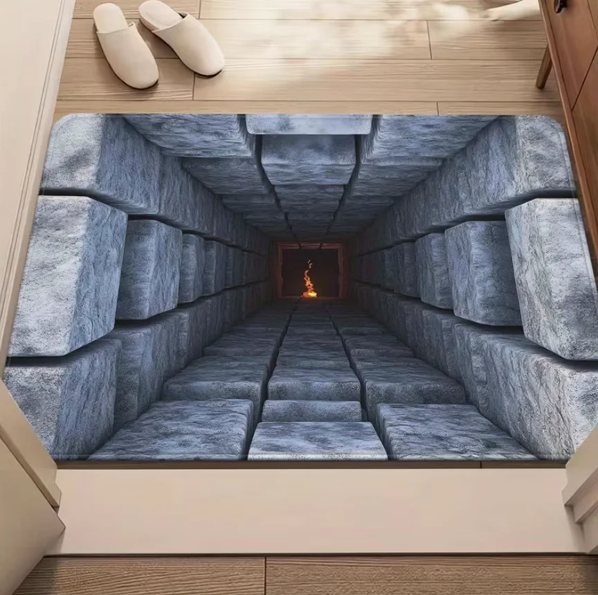 Welcome Mat3D Red Brick Tunnel Area Rug Washable Floor Carpet for Living Room Bedroom Home Decoration