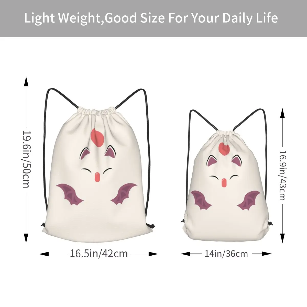 Moogle (Final Fantasy IX) Backpacks Portable Drawstring Bundle Pocket Storage Bag Book Bags for Man Woman Students