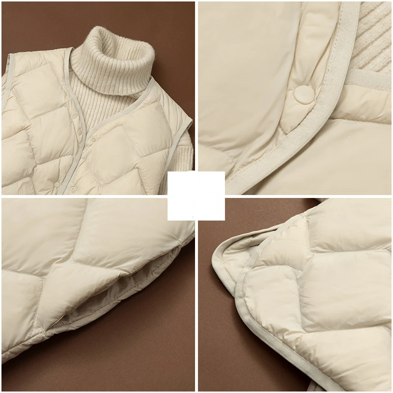 New American Fashion Autumn Winter Sleeveless Down Jacket for Women Parkas Casual Vintage Single Breasted Solid Coats