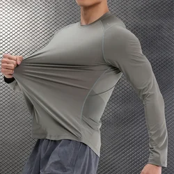Men Compression Running T-shirt Fitness Tight Long Sleeve Sport Shirts Training Jogging Tops Gym Sportswear Dry Fit Undershirt