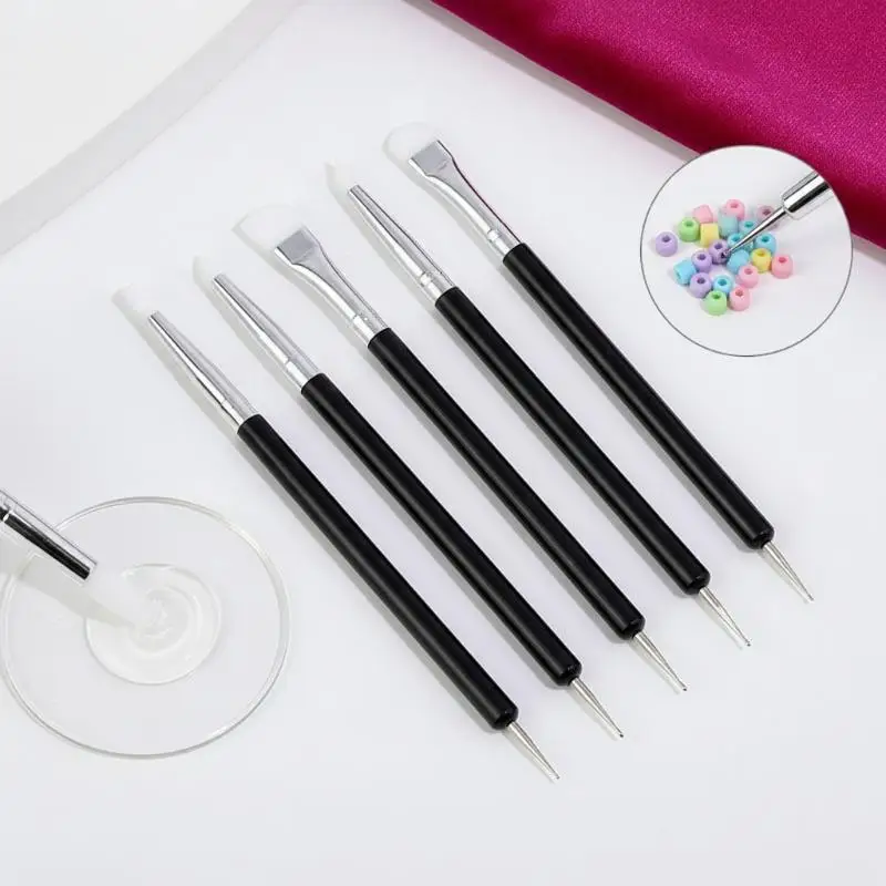 NEW 5Pcs/Set Double-Headed Silicone Nail Art Pens Rhinestones Picker 3D Nail Carving Dotting Manicure Tools For Nail Art Design