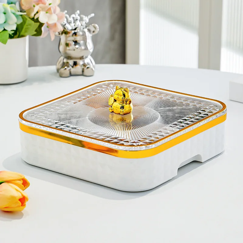 

Rotating Storage Box New Year Dried Fruit Plate High-End Fruit Plate For Home Living Room Coffee Table