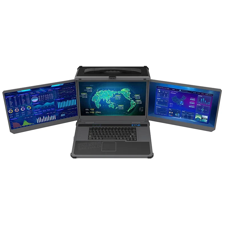 High-performance Triple-Screen Portable Rugged Industrial Laptop Computer Chassis Xeon Graphics Mobile Workstation With 7 Slots