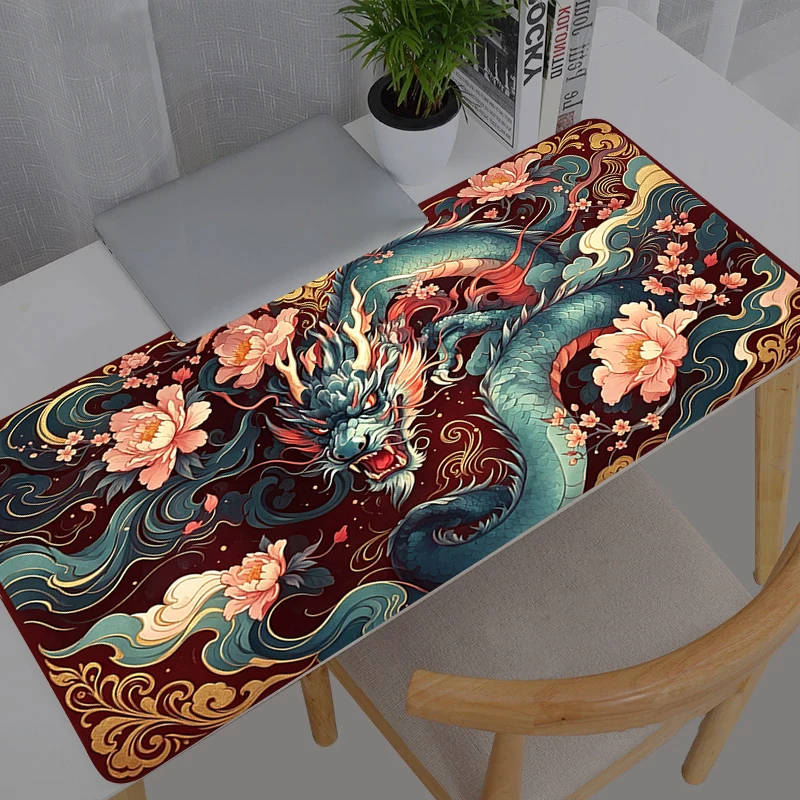 Mouse Pad Mythical Dragon Large Gamer Gaming Accessories Speed Keyboard Rubber Lock Edge Desk Mat Laptop durable mousepad