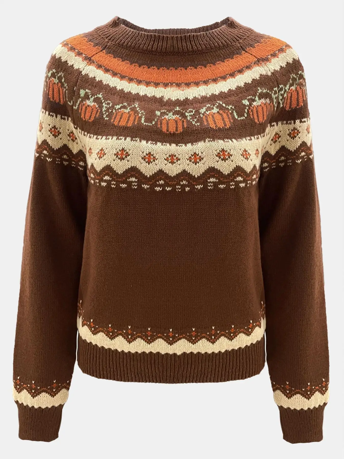 2025 Autumn And Winter New Halloween Party Women's Knitted Tops Fashionable Pumpkin Pattern Casual Loose Long-sleeved Pullover