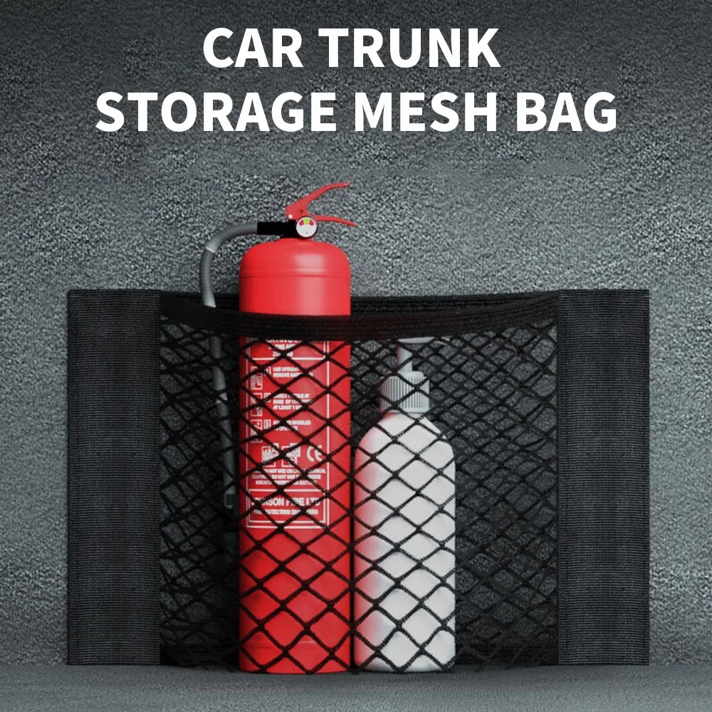 Car Storage Net Stretchable Mesh Pocket Net Magic Elastic Sticker Universal Rear Mesh Trunk Seat Bag Pocket Cage Auto JJ2012