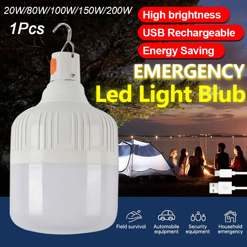 Camping Light LED Portable Lanterns USB Rechargeable Outdoor Hanging Camping Bulb Energy Saving Emergency Lights Garden Tents